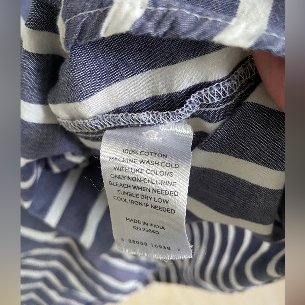 DIP Striped Button Down Blue & White Short Sleeve Top Sz XL - Picture 3 of 6
